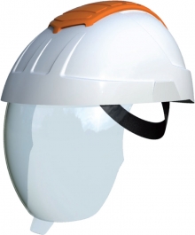 Arbeitsschutzhelm EN397/EN50365 (weiss) mit integriertem Visier